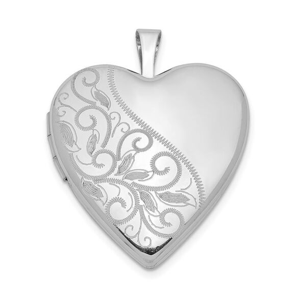 Sterling Silver 20mm Scrolled Heart Locket - Picture 1 of 6